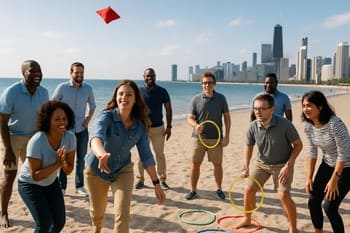 Sahil kenarında açık hava oyunlarına katılan ekip