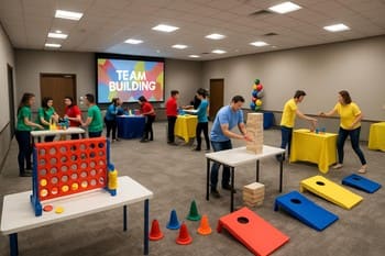 Görev odasının genel görünümü ve renkli istasyonlar