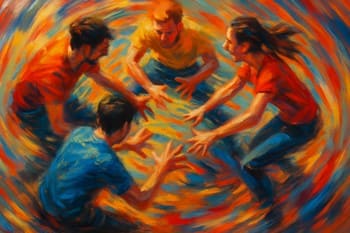 Pinco oyunu sırasında çemberde hareket eden ekip