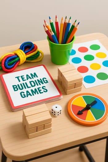 Masa etrafında mini oyun oynayan küçük bir ekip