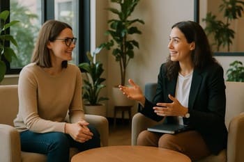 Rahat bir alanda oyun planı hakkında sohbet eden ekip