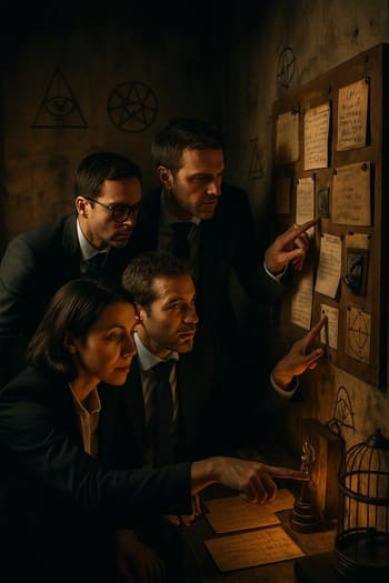 Görev odasında duvardaki bulmacayı çözen ekip