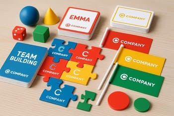 Marka renklerine göre hazırlanmış görev kartları ve aksesuarlar