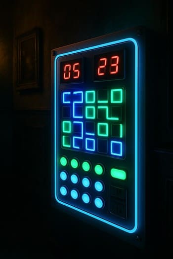 LED ışıklarla vurgulanan gizli işaretlere bakan iki ekip arkadaşı