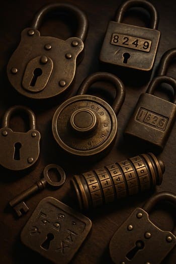 Kilitler ve sayısal şifre panosu bulunan görev duvarı