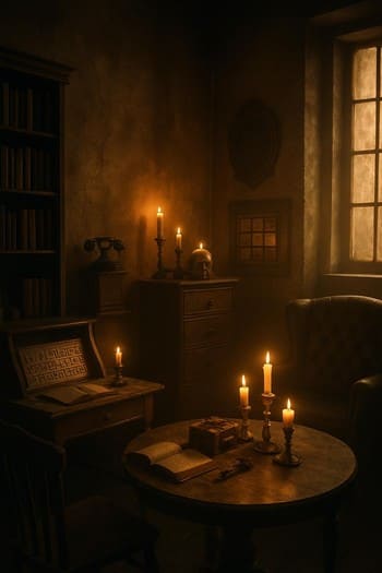 Yumuşak ışıklarla aydınlanan, renkli ipuçları olan görev odası