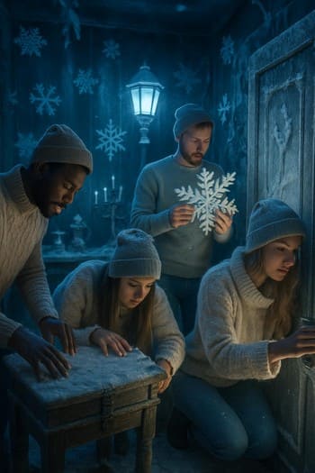 Kış temalı iç mekân görev oyununda ipucu arayan ekip