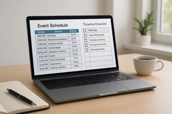Dizüstü bilgisayar ekranında Play&Work günlük akış tablosu