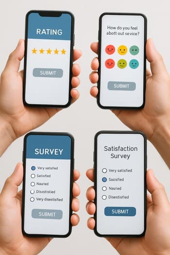 Telefon ekranında açılmış kısa geri bildirim formu