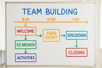 Saatlere göre bölünmüş etkinlik beyaz tahtası