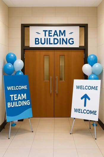 Etkinlik günü giriş kapısında karşılanan katılımcılar