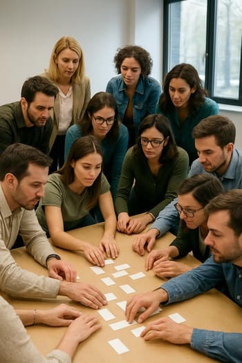 Orta tempolu görev sırasında odaklanan ekip