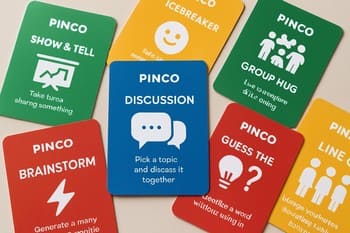 Pinco ve pin co modüllerini ayıran renkli görev kartları