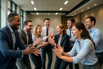 Program açılışında çember halinde oyun oynayan ekip