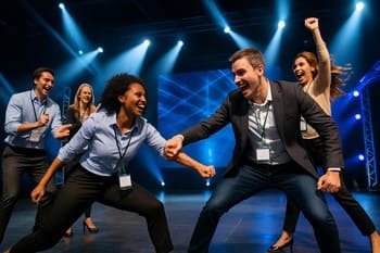 Günün sonunda sahnede alkış alan ekip