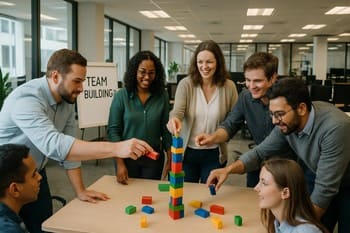 Ofis içi yarım günlük programda oyun oynayan ekip